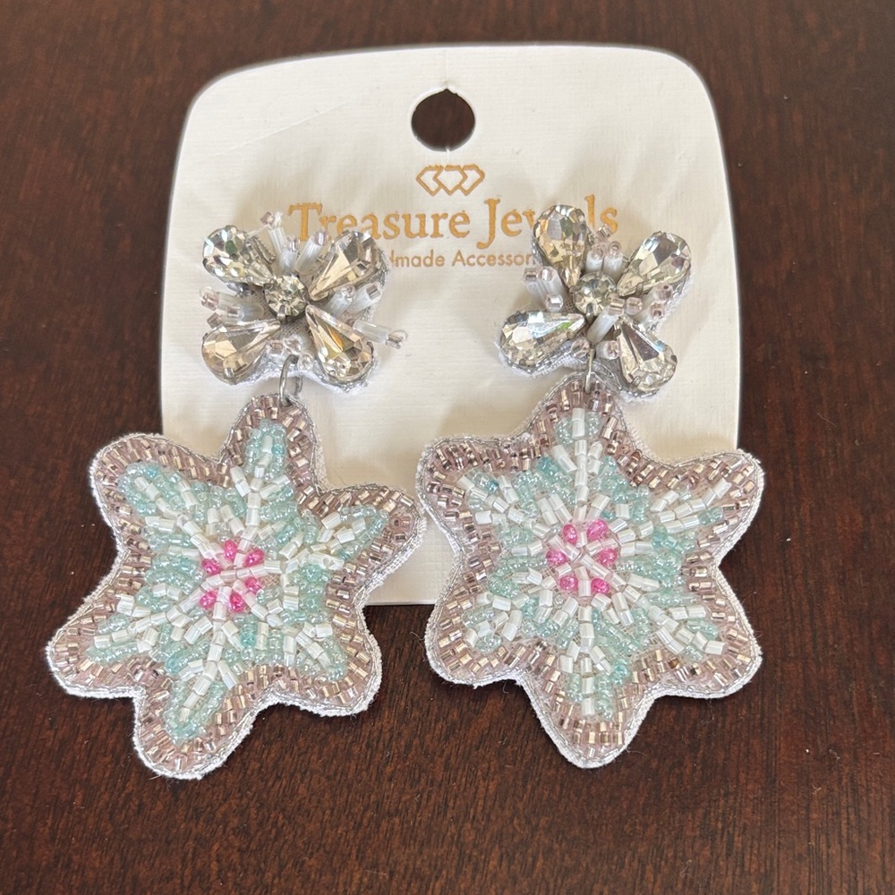 Silver and Pink Floral Earrings